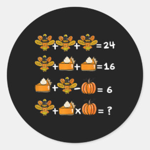 Thanksgiving Order Of Operations Math Teacher Quiz Classic Round Sticker