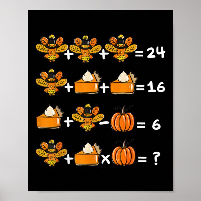Thanksgiving Order Of Operations Math Teacher Quiz Poster (Front)
