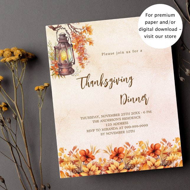 Thanksgiving organge flower budget invitation (Creator Uploaded)