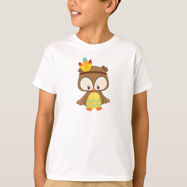 Thanksgiving Owl, Brown Owl, Cute Owl, Feathers T-Shirt (Front)