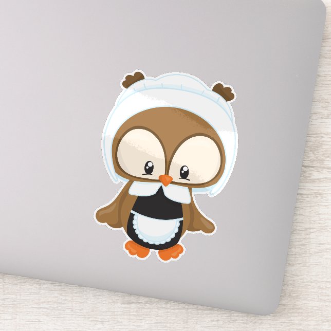 Thanksgiving Owl, Brown Owl, Pilgrim Bonnet (Detail)