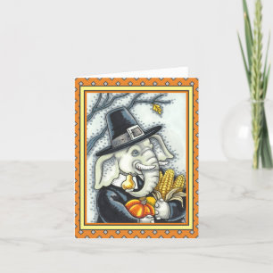 THANKSGIVING PACHYDERM, PILGRIM ELEPHANT Blank Card