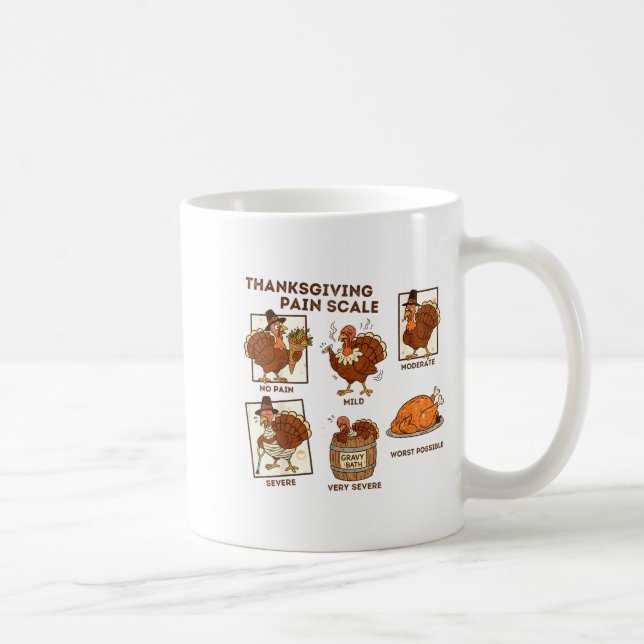 Thanksgiving Pain Scale Turkey Funny Nurse Medical Coffee Mug (Right)