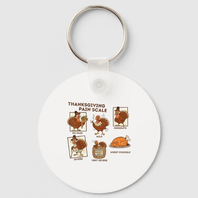 Thanksgiving Pain Scale Turkey Funny Nurse Medical Key Ring (Front)