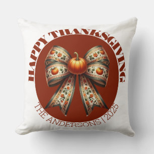 Thanksgiving Party& custom Family Name Simple Cushion