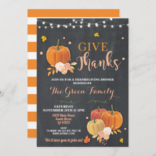 Thanksgiving Party Fall Rustic Lights Dinner Invitation