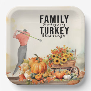 Thanksgiving  Party for Golfer  Paper Plate