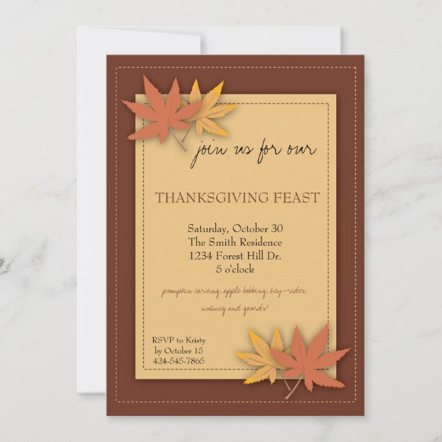Thanksgiving Party Invitation (Front)