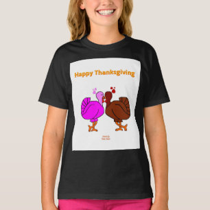 Thanksgiving Passion Girls Black Basic T Shirt
