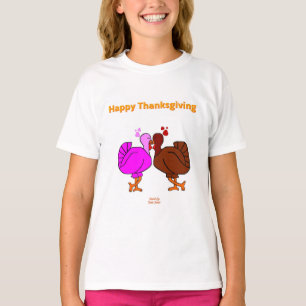 Thanksgiving Passion Girls White Basic T Shirt