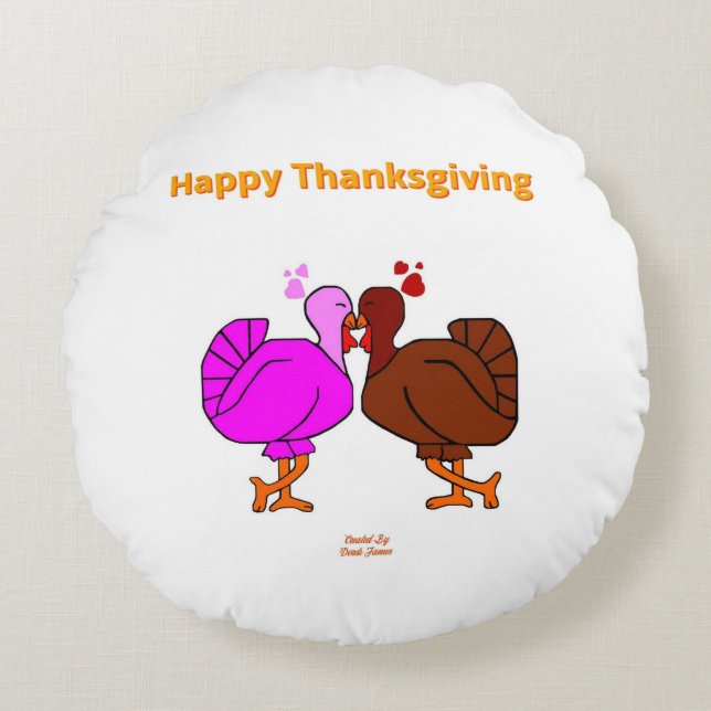Thanksgiving Passion Round Throw Pillow (Front)