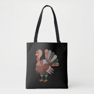 Thanksgiving Patchwork Quilted Turkey Fall Tote Bag