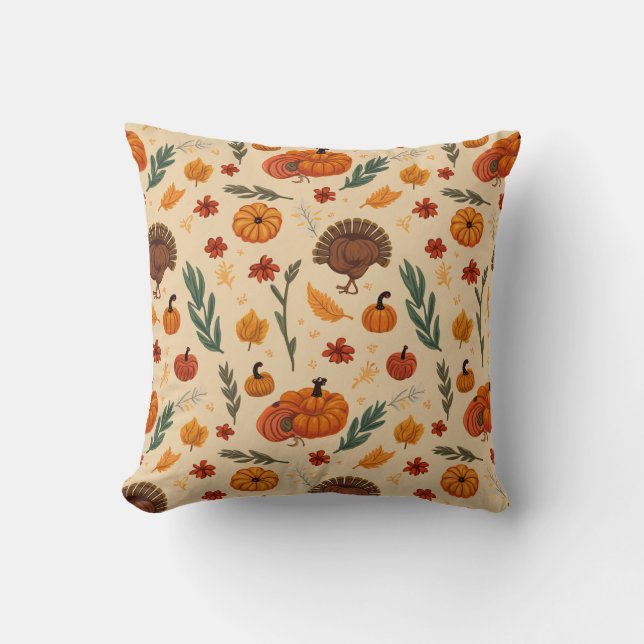  Thanksgiving pattern pillow cushion (Front)