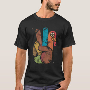 Thanksgiving Peace Sign Turkey Hand Funny Hippie  T-Shirt