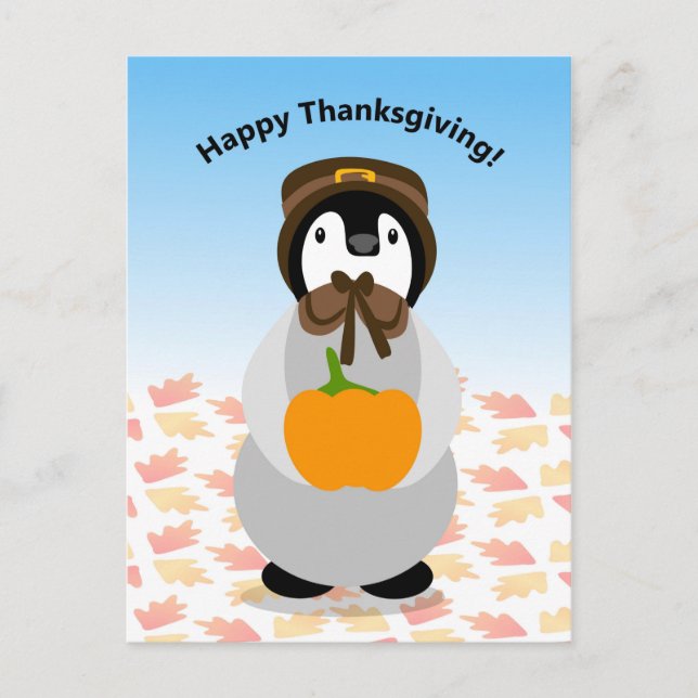 Thanksgiving Penguin Postcard (Front)