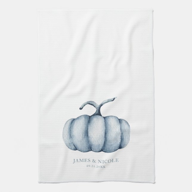Thanksgiving Personalised pumpkin watercolor Tea Towel (Vertical)