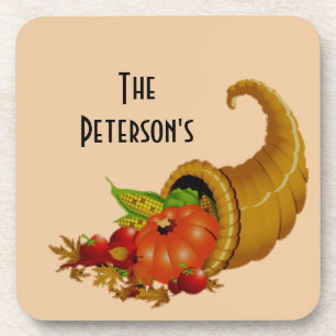 Thanksgiving Personalised Square Coasters