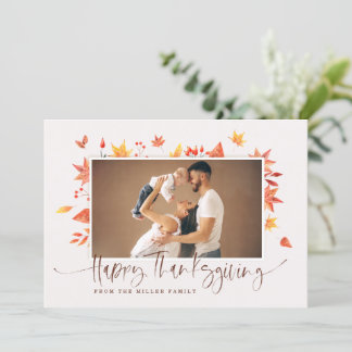Thanksgiving Photo Card Happy Thanksgiving Leaves