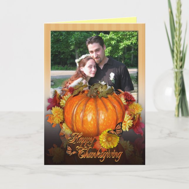 Thanksgiving photo card with pumpkins (Front)