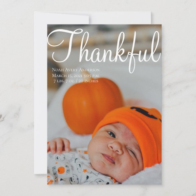 Thanksgiving Photo Collage Birth Announcement (Front)