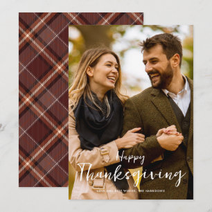 Thanksgiving Photo Plaid Holiday Card