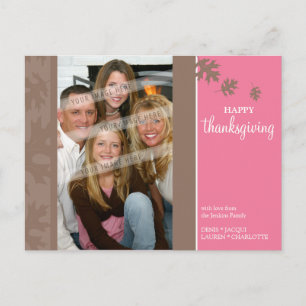 THANKSGIVING PHOTO POSTCARD :: falling leaves 3L