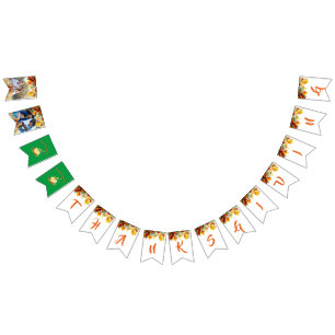 Thanksgiving photo text watercolor leaves bunting 