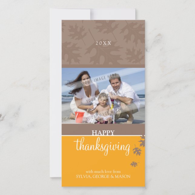 THANKSGIVING PHOTOCARD :: falling leaves 1 Holiday Card (Front)