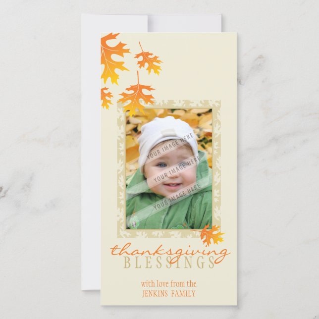 THANKSGIVING PHOTOCARD :: mache leaves 3 Holiday Card (Front)