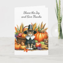 Thanksgiving Pilgrim Cat Holiday