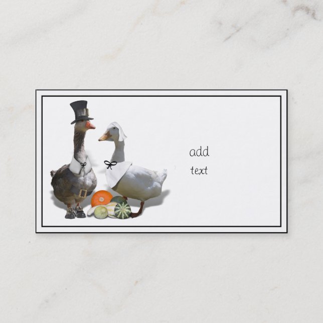 Thanksgiving Pilgrim Ducks Business Card (Front)