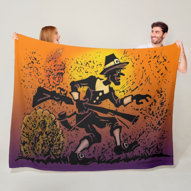 Thanksgiving Pilgrim Fleece Blanket (In Situ)