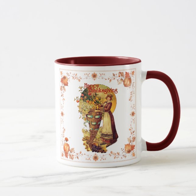 Thanksgiving Pilgrim Girl Coffee Mug (Right)