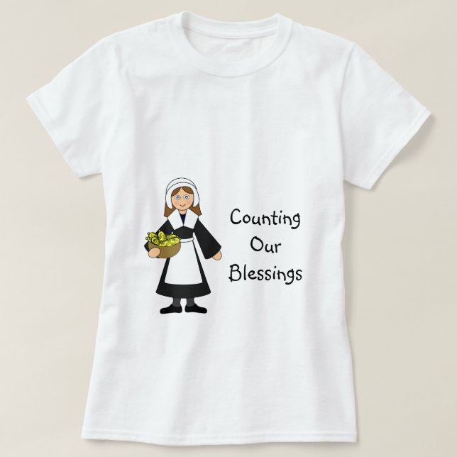 Thanksgiving Pilgrim Girl T-Shirt (Design Front)