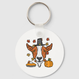 Thanksgiving Pilgrim Goat Funny Fall Autumn Men Wo Key Ring