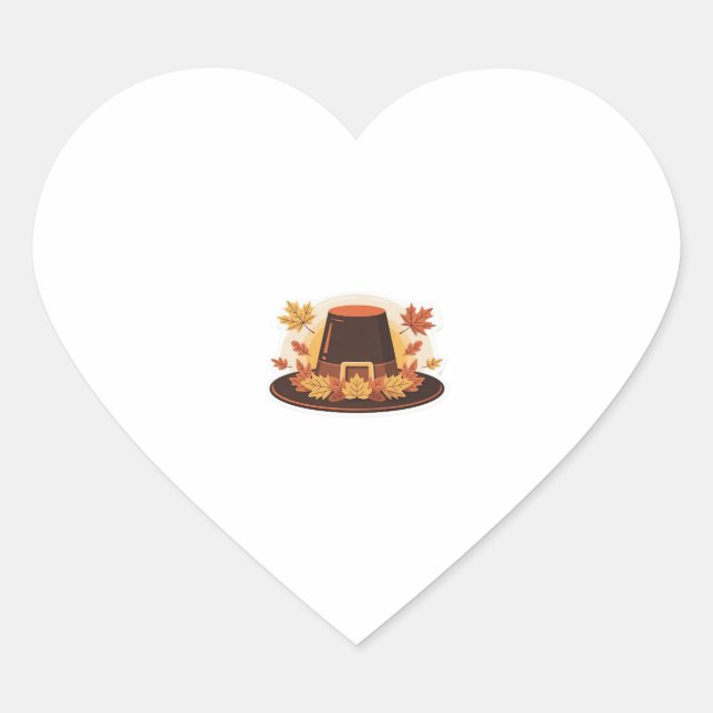 Thanksgiving Pilgrim Hat � Autumn Harvest Design C Heart Sticker (Front)