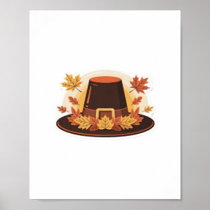 Thanksgiving Pilgrim Hat – Autumn Harvest Design C Poster