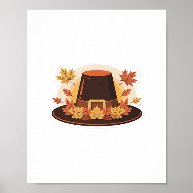 Thanksgiving Pilgrim Hat – Autumn Harvest Design C Poster (Front)