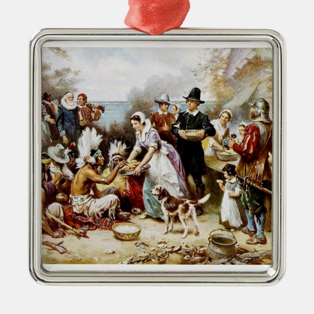 Thanksgiving Pilgrim/Indian Ornament (Front)