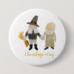 Thanksgiving Pilgrim Puritan Toddler Girl and Boy 7.5 Cm Round Badge