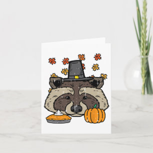 Thanksgiving Pilgrim Raccoon Cute Fall Autumn Men Card