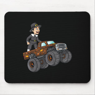 Thanksgiving Pilgrim Riding Monster Truck Toddlers Mouse Mat