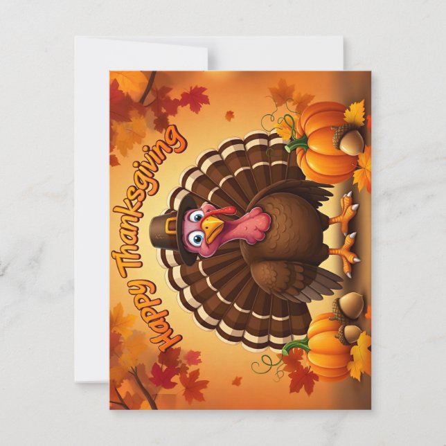 Thanksgiving Pilgrim Turkey Greeting Card (Front)
