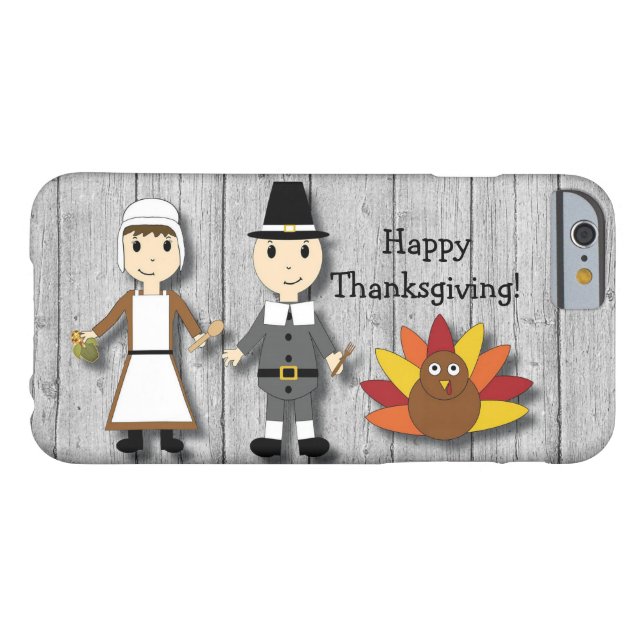 Thanksgiving Pilgrims and Turkey iPhone 6 Case (Back Horizontal)