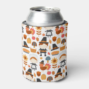  Thanksgiving Pilgrims Harvest Pattern Can Cooler