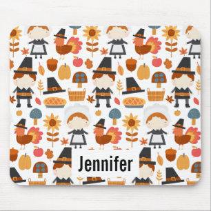 Thanksgiving Pilgrims Harvest Pattern Mouse Mat