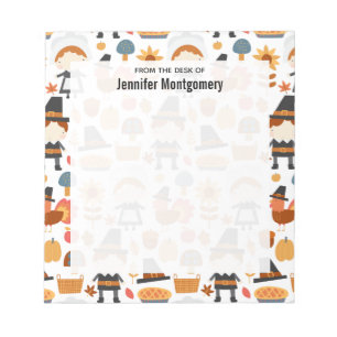 Thanksgiving Pilgrims Harvest Pattern Notepad