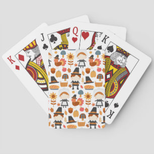 Thanksgiving Pilgrims Harvest Pattern Playing Cards