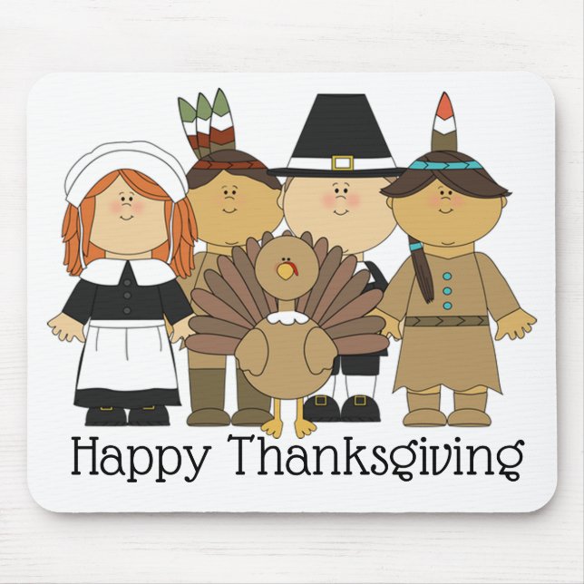 Thanksgiving Pilgrims Mouse Mat (Front)