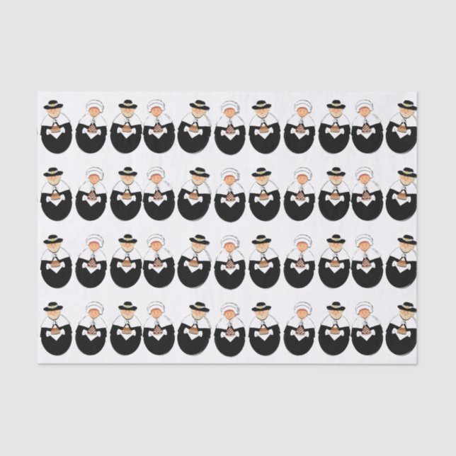 Thanksgiving Pilgrims Tissue Paper (Front)